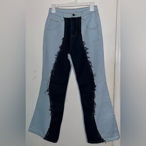 New Without Tags SHEIN Light Blue and Navy Flared Denim Wide-leg Jeans Size 26